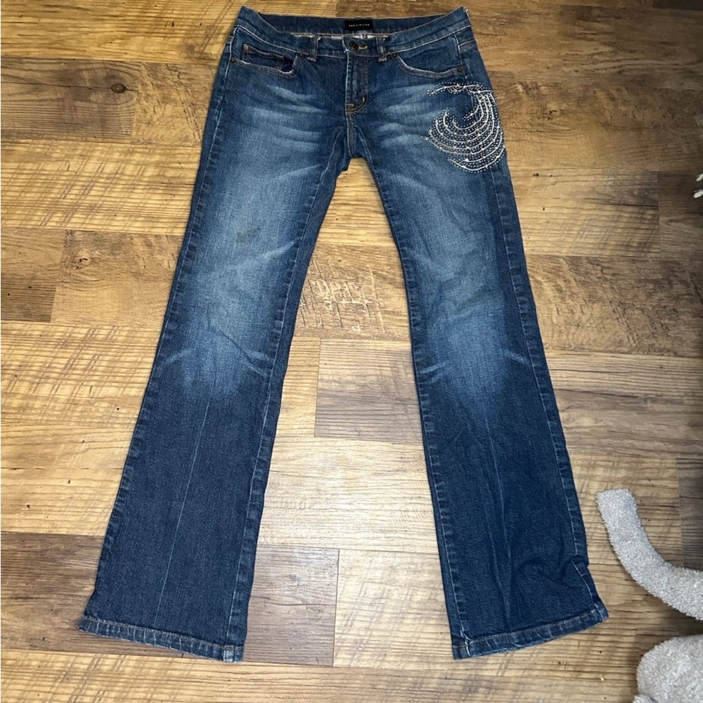 The limited Stylish Blue Women's Jeans with crystals on side 4